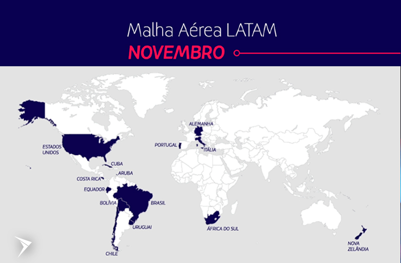 LATAM: Confira a malha aérea para o mês de novembro
