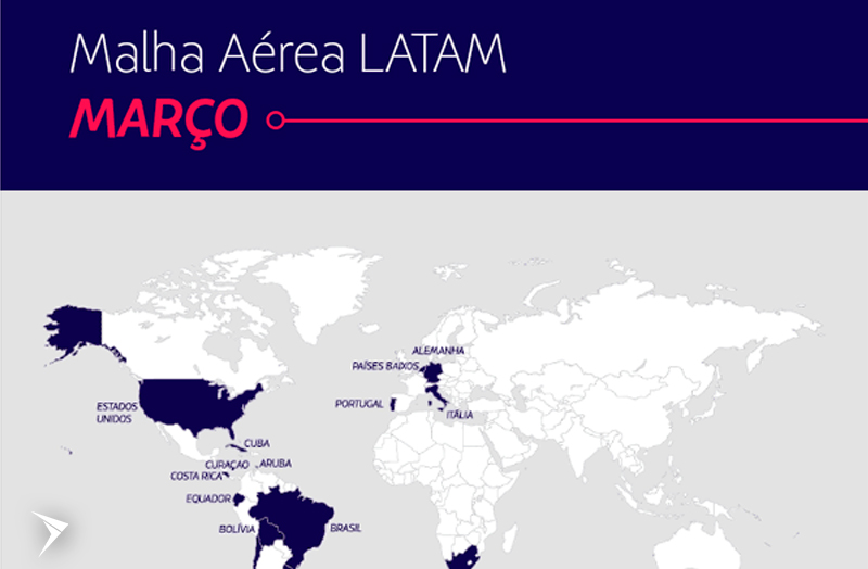 Malha aérea LATAM | Destinos de março