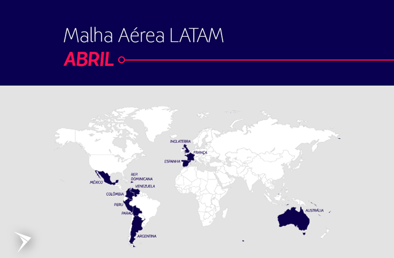 Malha aérea LATAM – Destinos de Abril