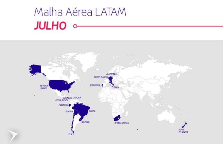 Malha aérea LATAM | Destinos de julho