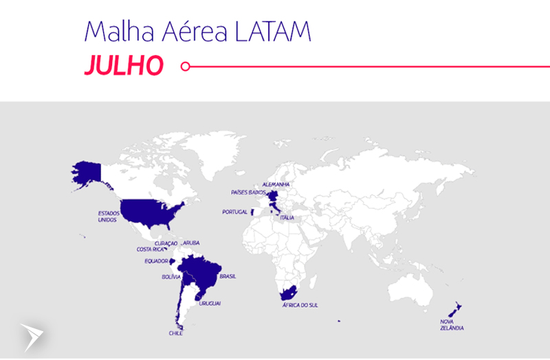 Malha aérea LATAM | Destinos de julho