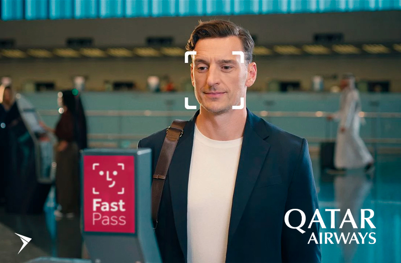 Qatar Airways apresenta o Fast Pass: Seu rosto é seu cartão de embarque.