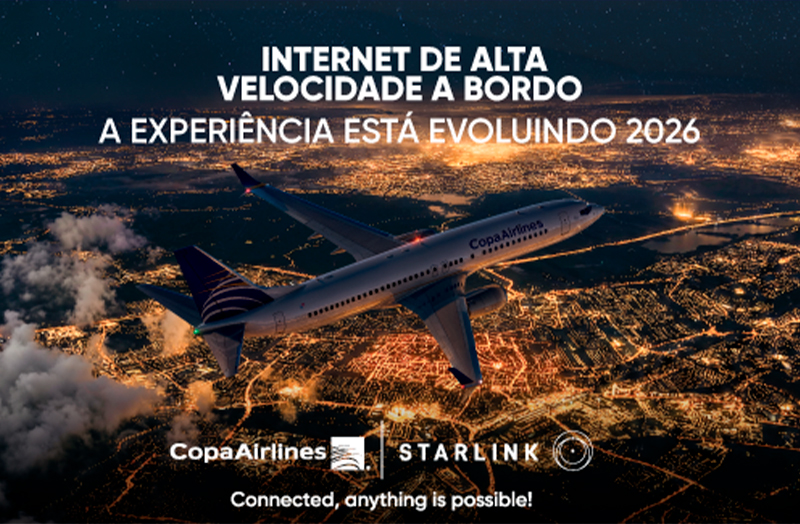 Viaje conectado com o Wi-Fi da Starlink na Copa Airlines!